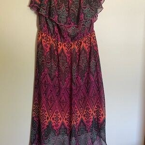 Strapless Multicolor Patterned Dress